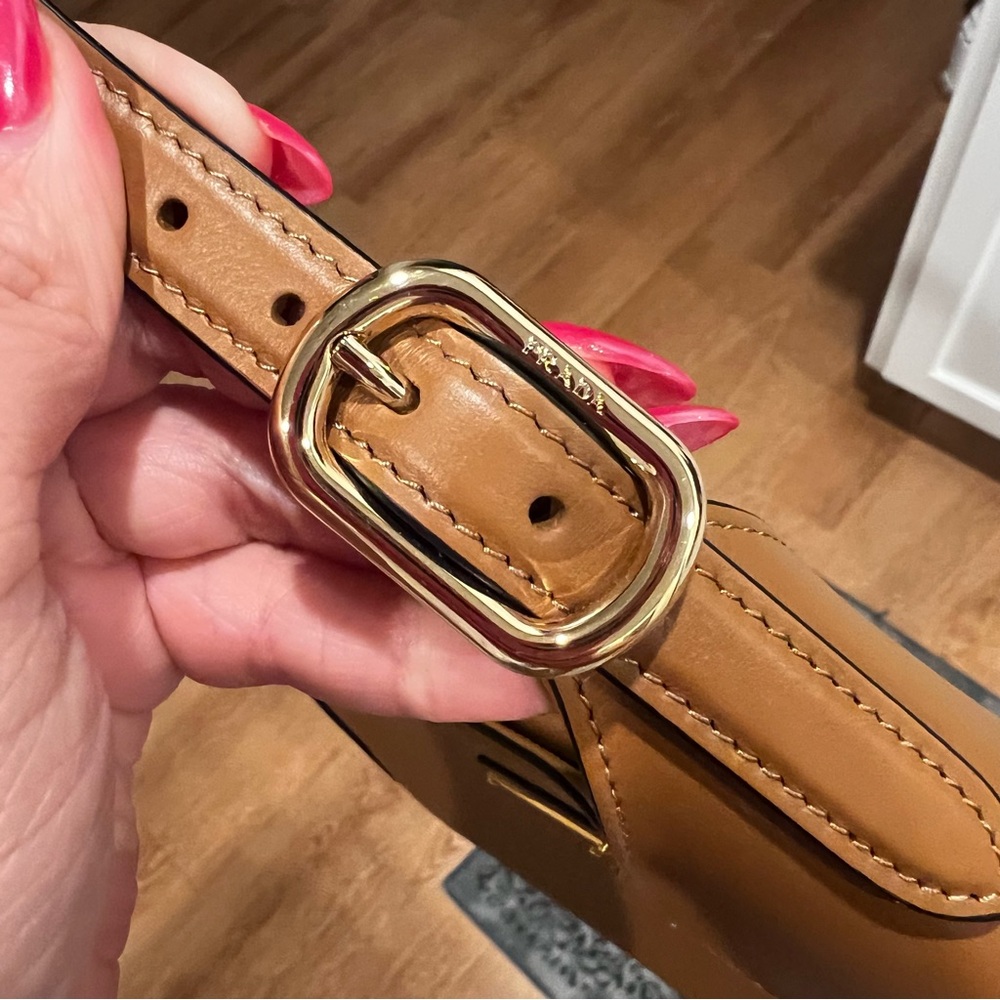 SOLD ❌ PRADA CAMEL CALF LEATHER SHOULDER BAG - Picture 9 of 10